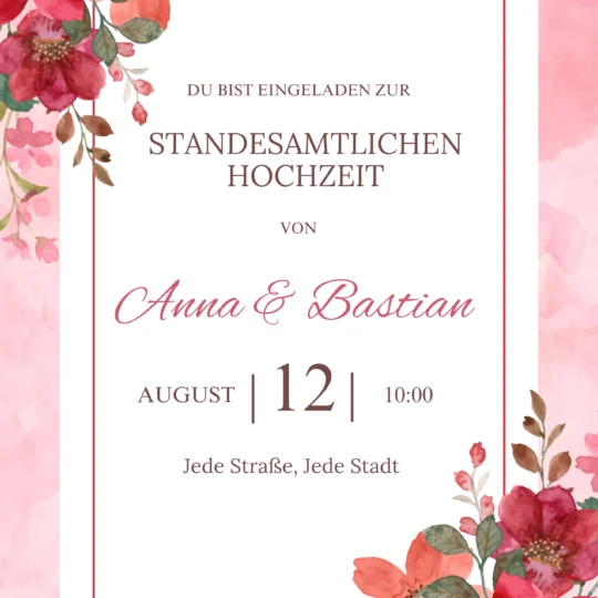 Einladung standesamtliche Hochzeit