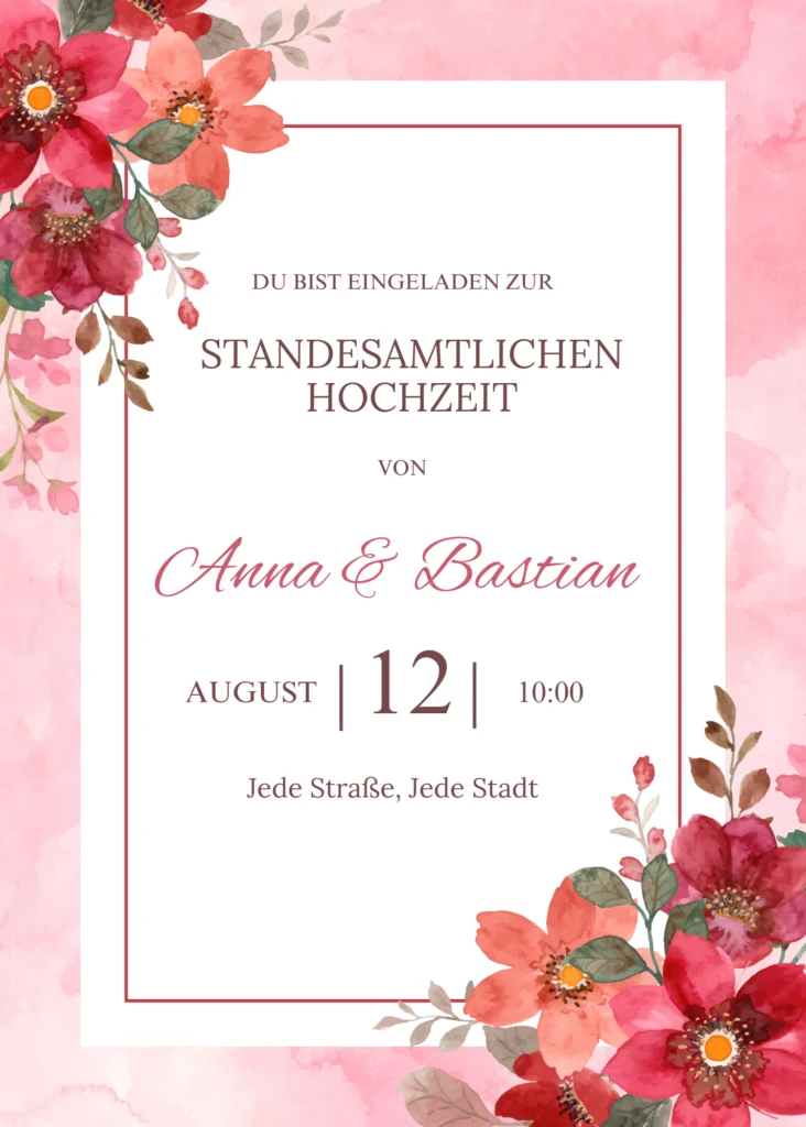 Einladung standesamtliche Hochzeit