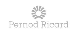 Gray Pernod Ricard logo featuring a stylized, circular sunrise above the company name in a modern, rounded typeface on a white background. – eventpage.ai