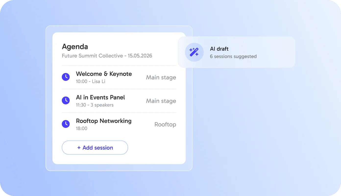 Step 1: Sessions, speakers and times