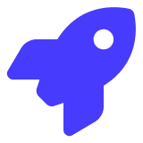 Blaues Symbol einer Rakete. - eventpage.ai