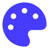 Symbol einer blauen Malerpalette. - eventpage.ai