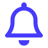 Blaues Benachrichtigungsglocken-Symbol. - eventpage.ai