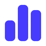 Ein Balkendiagramm-Symbol mit drei blauen vertikalen Balken unterschiedlicher Höhe. - eventpage.ai