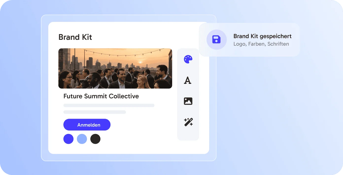 Brand Kit mit Logo, Farben und Schriften in eventpage