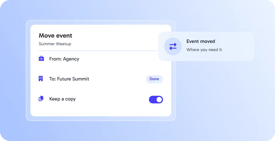Move events between workspaces