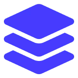 Ein Stapel aus drei blauen, abgerundeten quadratischen Schichten. - eventpage.ai