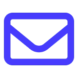 Blaues Symbol mit Umriss eines Briefumschlags. - eventpage.ai
